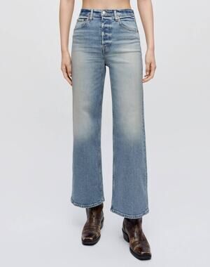 Re/done stretch high rise wide leg jeans size 32